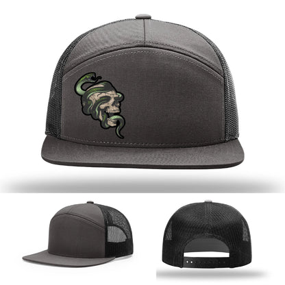 Serpent Skull Hat | Full-Color Leather Patch Snake & Skull Design