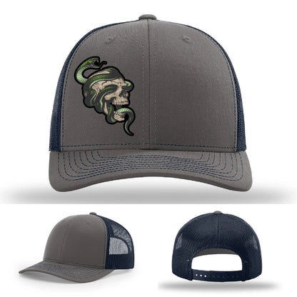 Serpent Skull Hat | Full-Color Leather Patch Snake & Skull Design