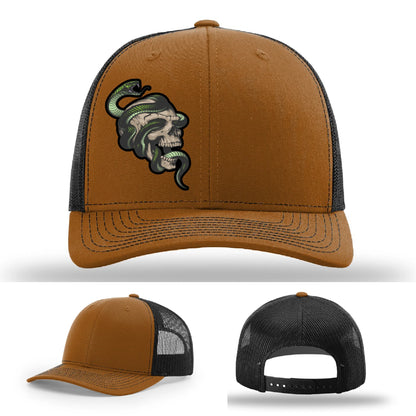 Serpent Skull Hat | Full-Color Leather Patch Snake & Skull Design