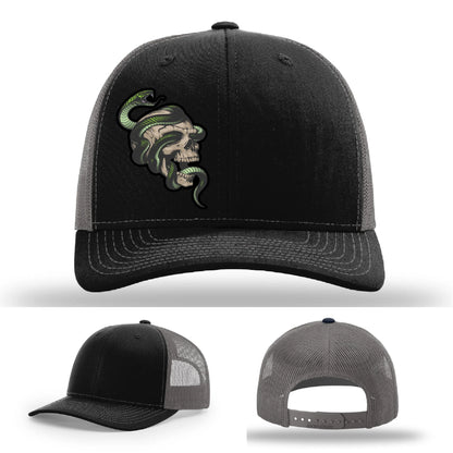 Serpent Skull Hat | Full-Color Leather Patch Snake & Skull Design