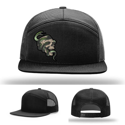 Serpent Skull Hat | Full-Color Leather Patch Snake & Skull Design