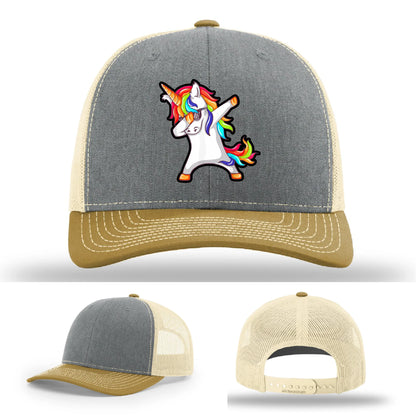 Dabcorn Hat | Full-Color Leather Patch Dabbing Unicorn Design