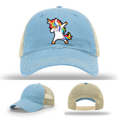 Dabcorn Hat | Full-Color Leather Patch Dabbing Unicorn Design