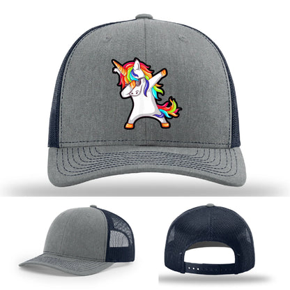 Dabcorn Hat | Full-Color Leather Patch Dabbing Unicorn Design