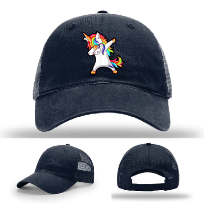 Dabcorn Hat | Full-Color Leather Patch Dabbing Unicorn Design