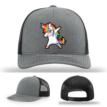 Dabcorn Hat | Full-Color Leather Patch Dabbing Unicorn Design