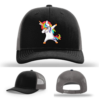 Dabcorn Hat | Full-Color Leather Patch Dabbing Unicorn Design