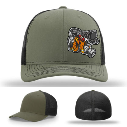 Straight Stream Psycho Hat | Firefighter Leather Patch Design