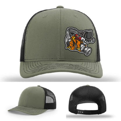 Straight Stream Psycho Hat | Firefighter Leather Patch Design