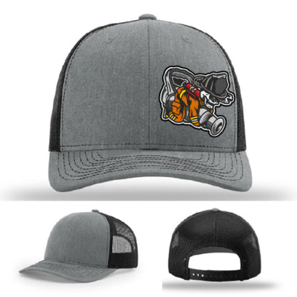 Straight Stream Psycho Hat | Firefighter Leather Patch Design