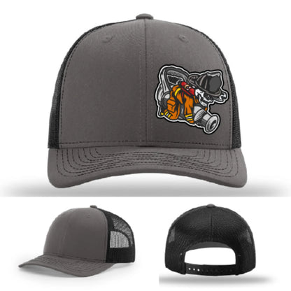 Straight Stream Psycho Hat | Firefighter Leather Patch Design
