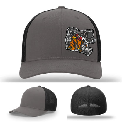 Straight Stream Psycho Hat | Firefighter Leather Patch Design