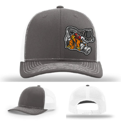 Straight Stream Psycho Hat | Firefighter Leather Patch Design