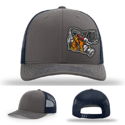 Straight Stream Psycho Hat | Firefighter Leather Patch Design