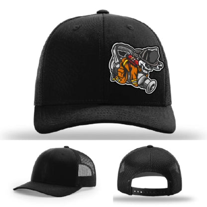 Straight Stream Psycho Hat | Firefighter Leather Patch Design