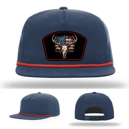 Patriotic Buck Hat | Leather Patch Hunting & Flag Design